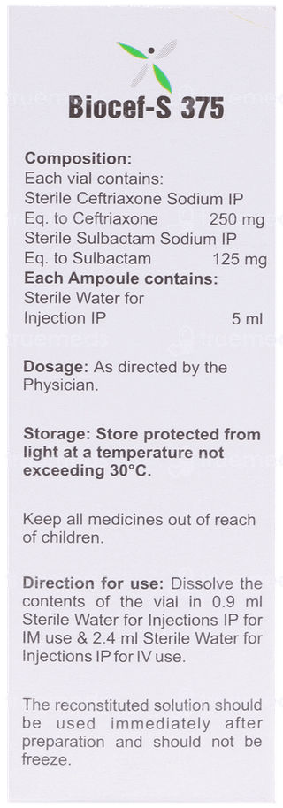Biocef S 250/125 Mg Injection 1